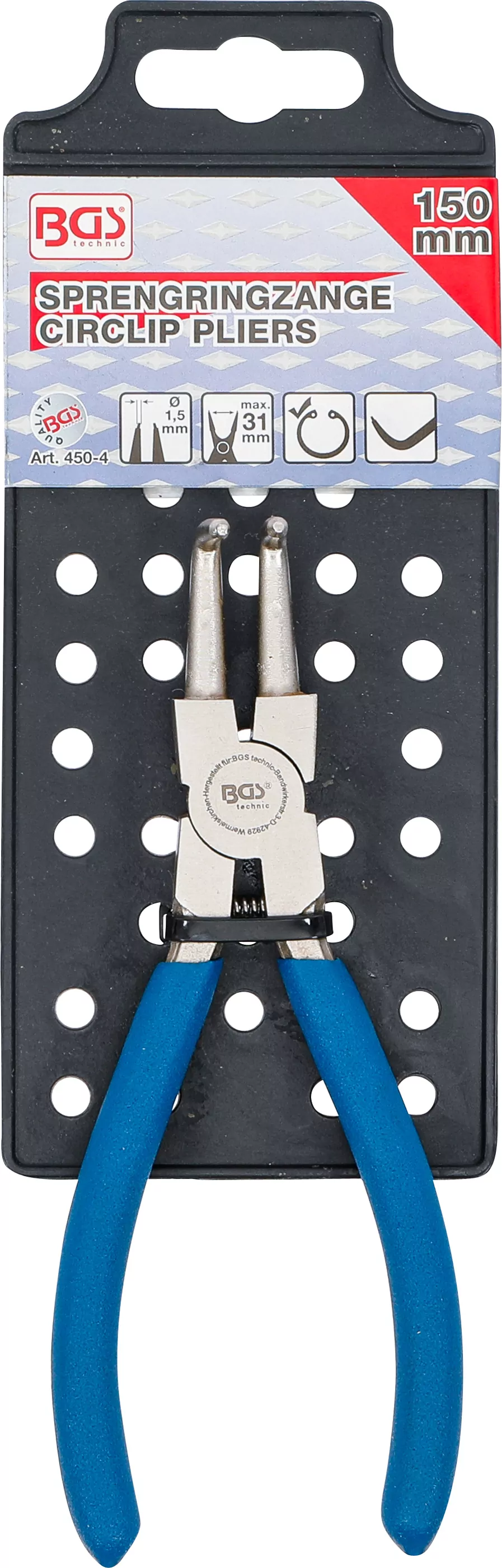 Sprengringzange | abgewinkelt | für Innensprengringe | 150 mm