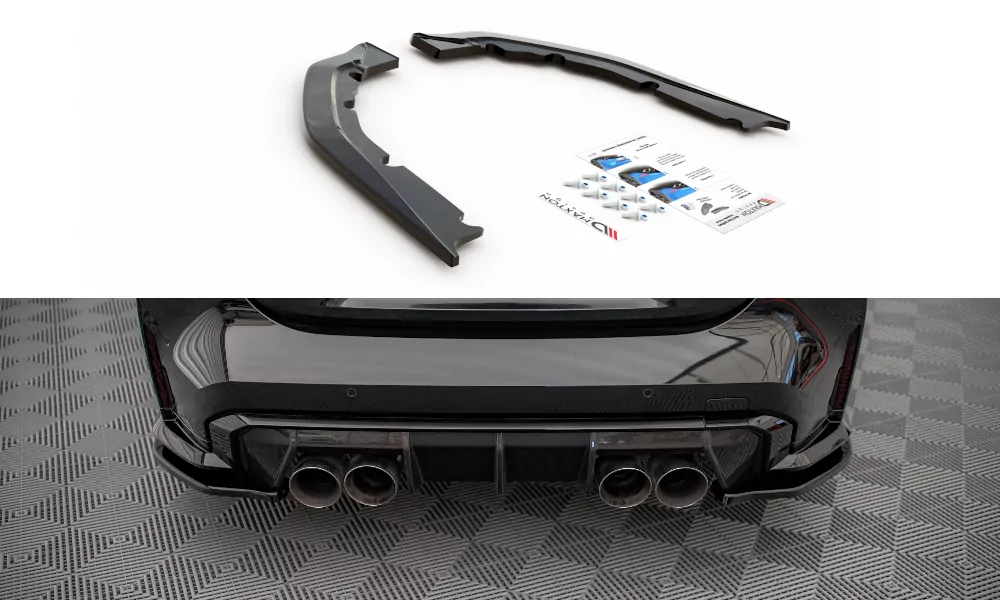 Heck Ansatz Flaps Diffusor V.1 Für BMW M4 G82 / G82 Facelift Schwarz Hochglanz