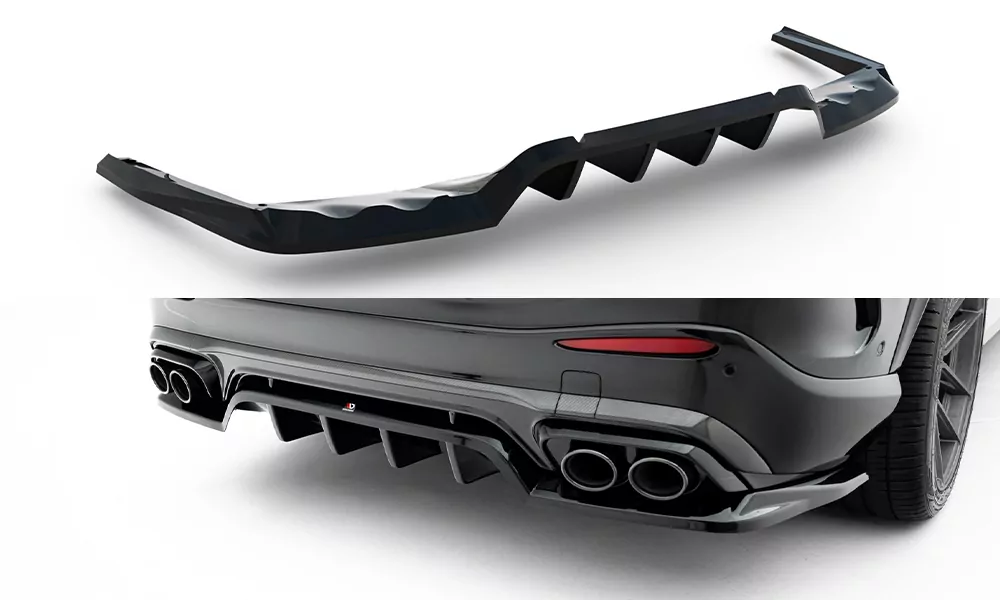 Hinten Splitter (mit Einem Vertikalem Balken) Mercedes-AMG GLC 43 X254 Schwarz Hochglanz
