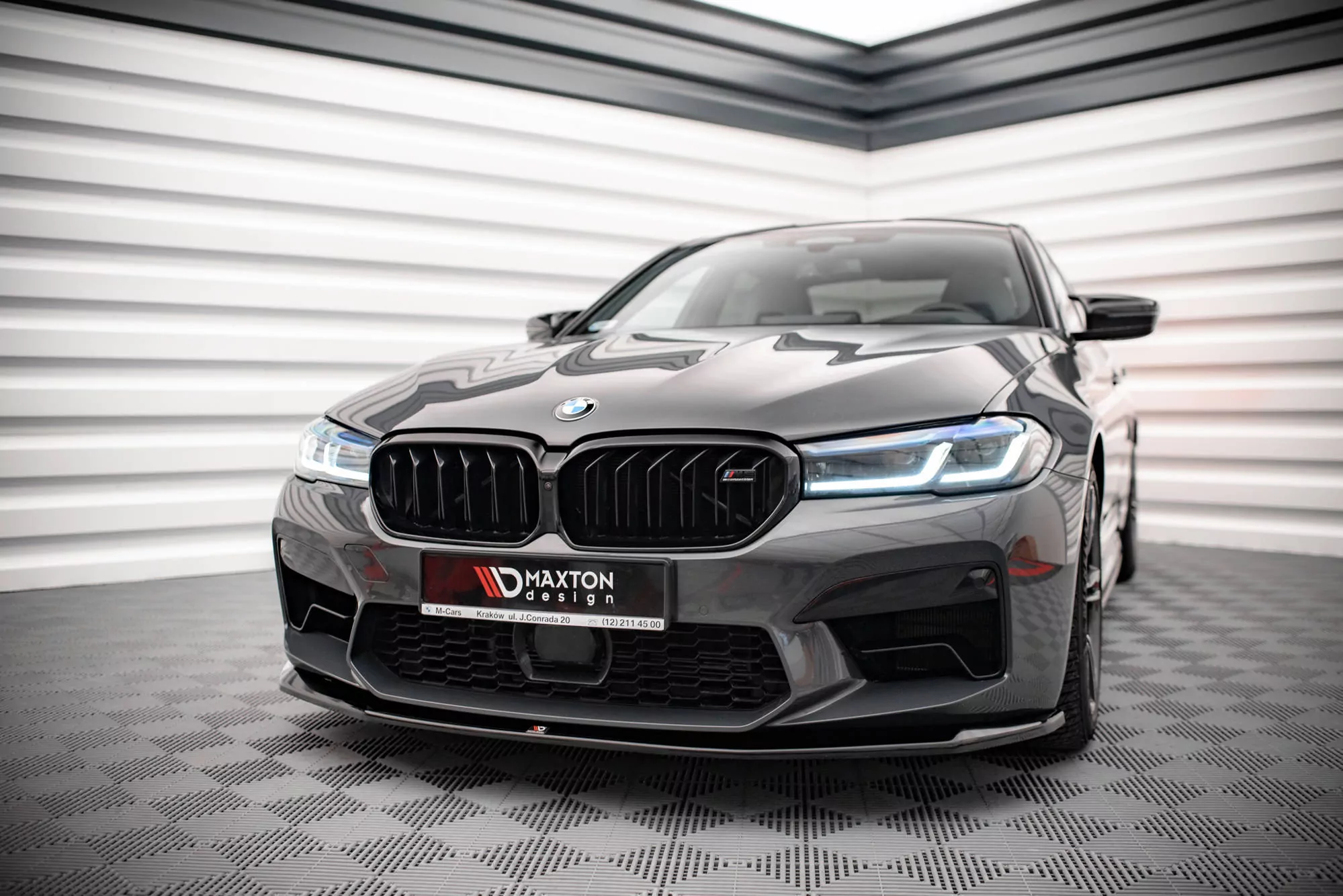 Front Ansatz V.3 Für BMW M5 F90 Facelift Schwarz Hochglanz