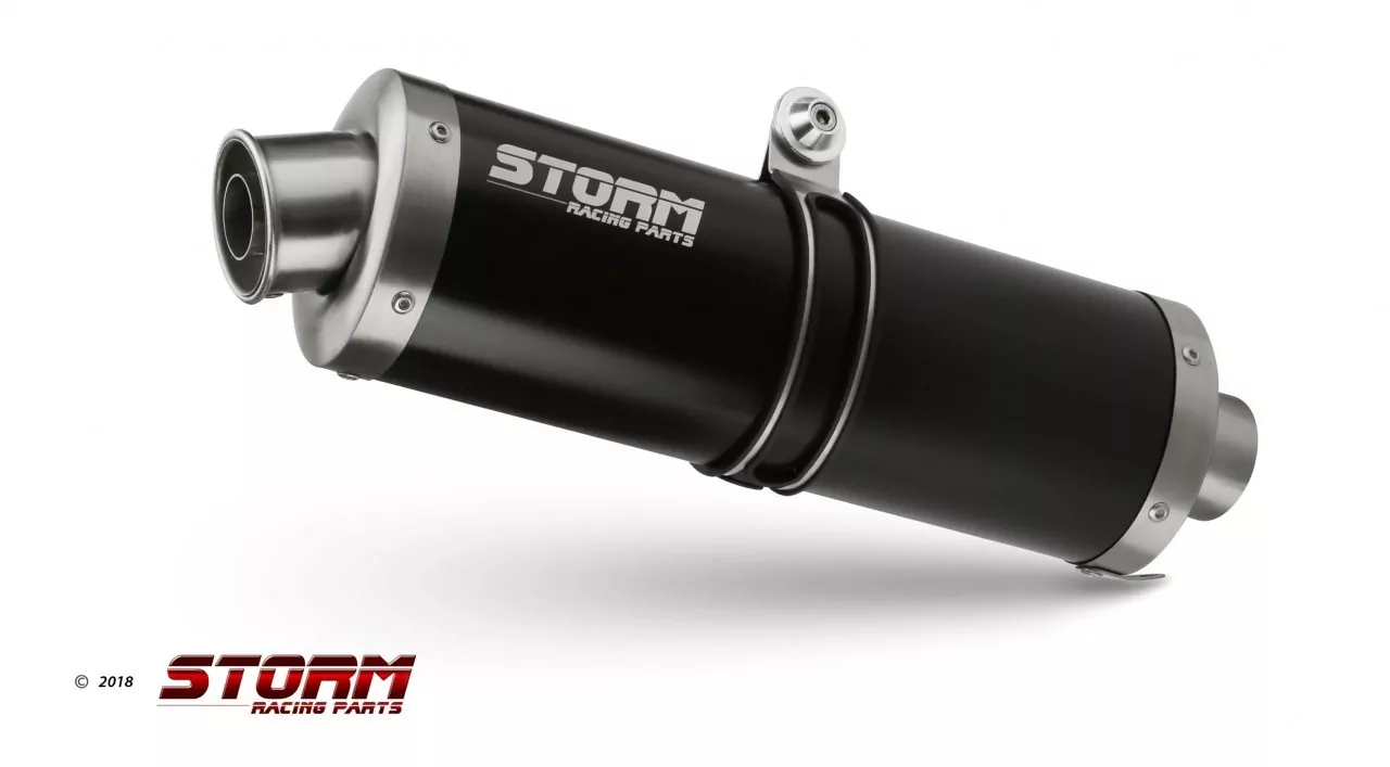 Storm Black Komplettanlage. 4x2x1 OVAL Edelstahl für HONDA CB 650 F 14-