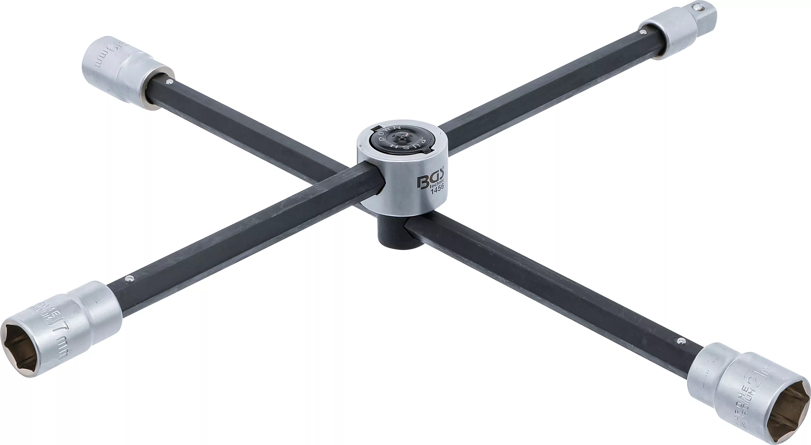 Rad-Kreuzschlüssel mit Gelenk | für Pkw  | Vierkant | SW 17 x 19 x 21 x 12,5 mm (1/2")