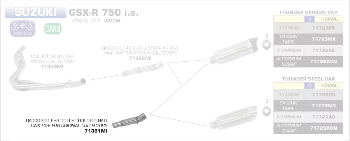 71381MI-Arrow Zwischenrohr Für Endschalldämpfer Thunder Für Originalkrümmer Suzu