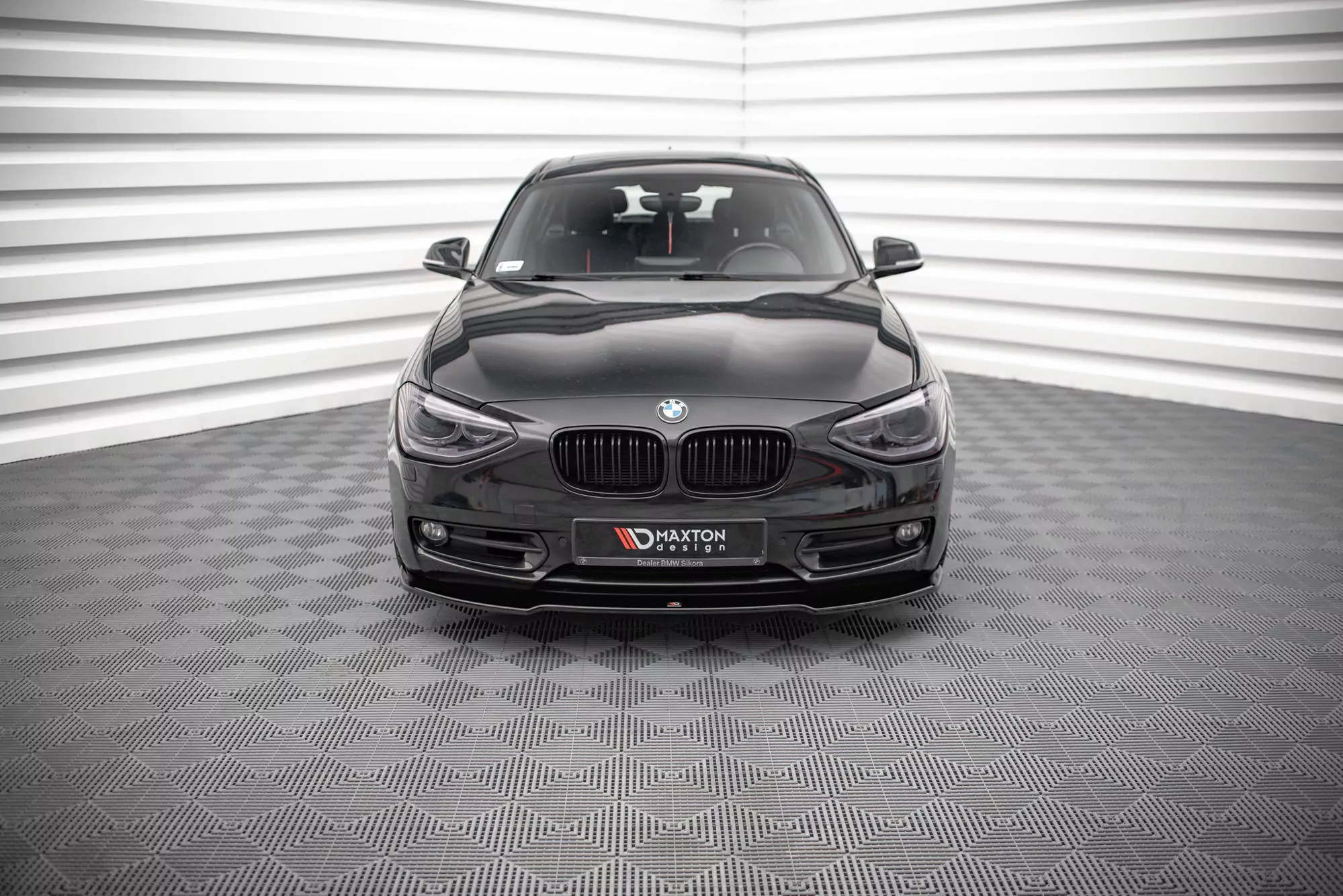 Front Ansatz V.1 Für BMW 1er F20 Schwarz Hochglanz