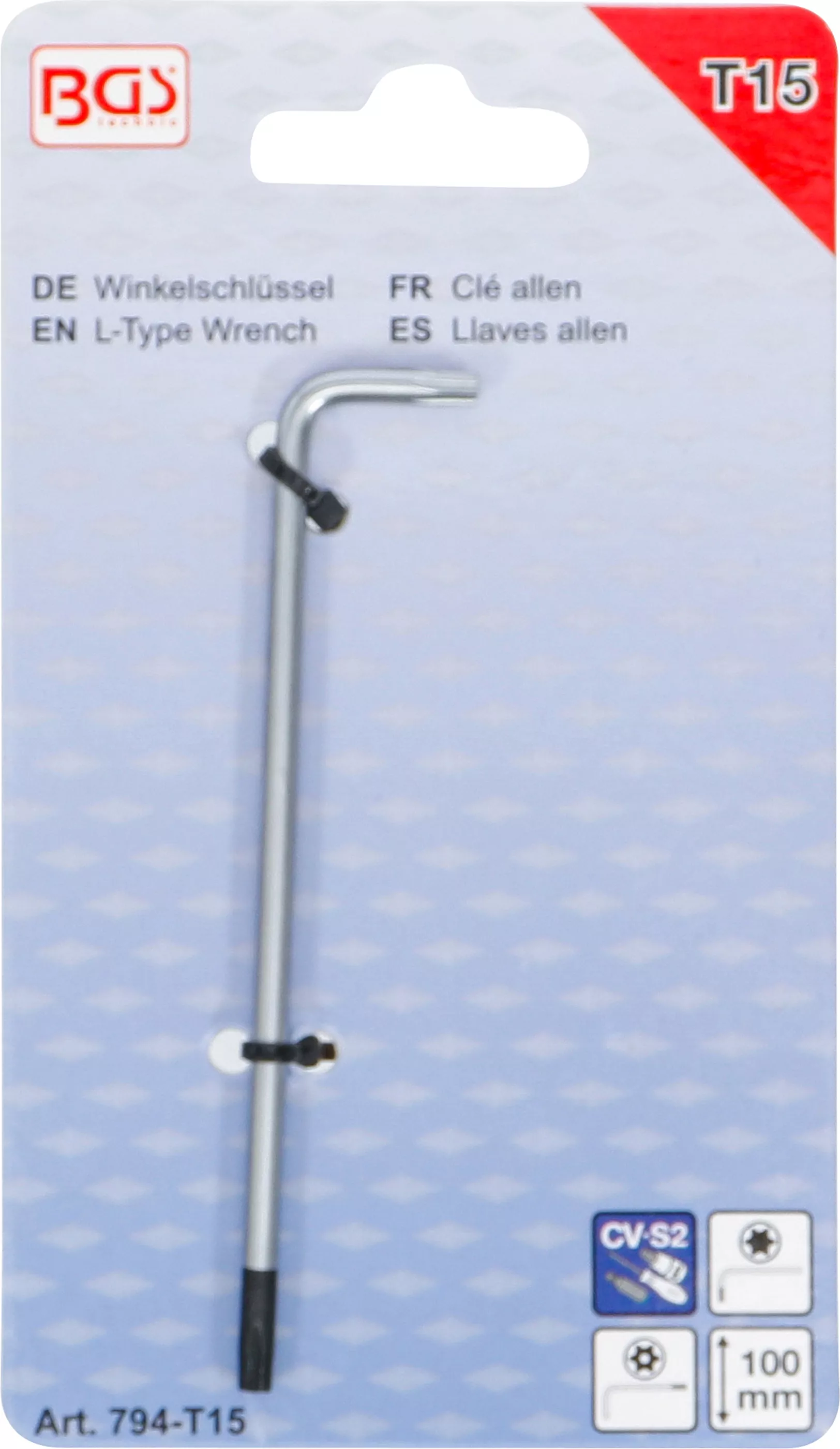Winkelschlüssel | extra lang | T-Profil (für Torx) mit/ohne Bohrung T15