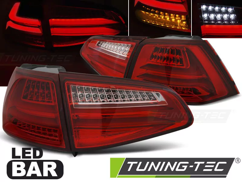 Led Bar Tail Lights Red Whie Fitss Vw Golf 7 13-17