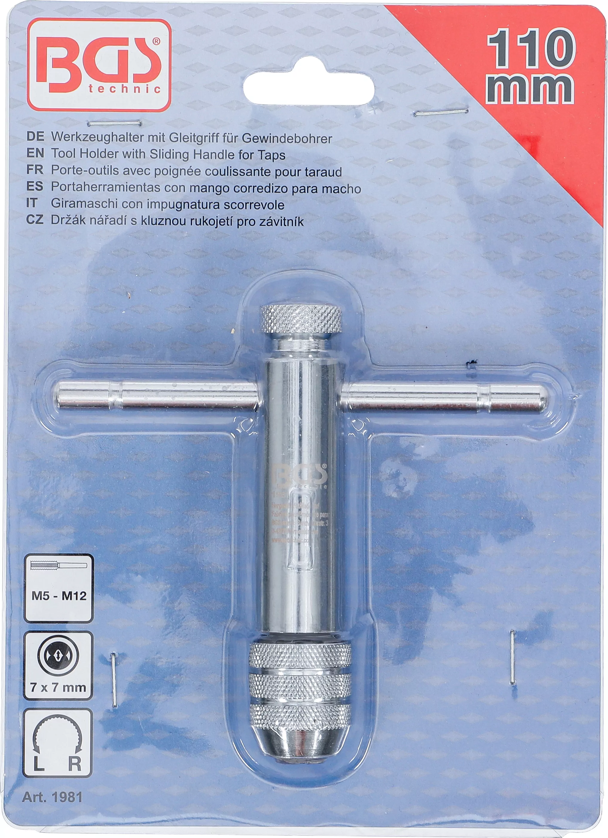 Werkzeughalter mit Gleitgriff für Gewindebohrer | M5 - M12 | 110 mm