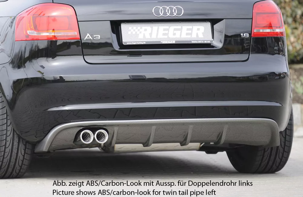 Rieger Heckeinsatz für Audi A3 (8P) - Cabrio 07.08- (ab Facelift) carbon optik