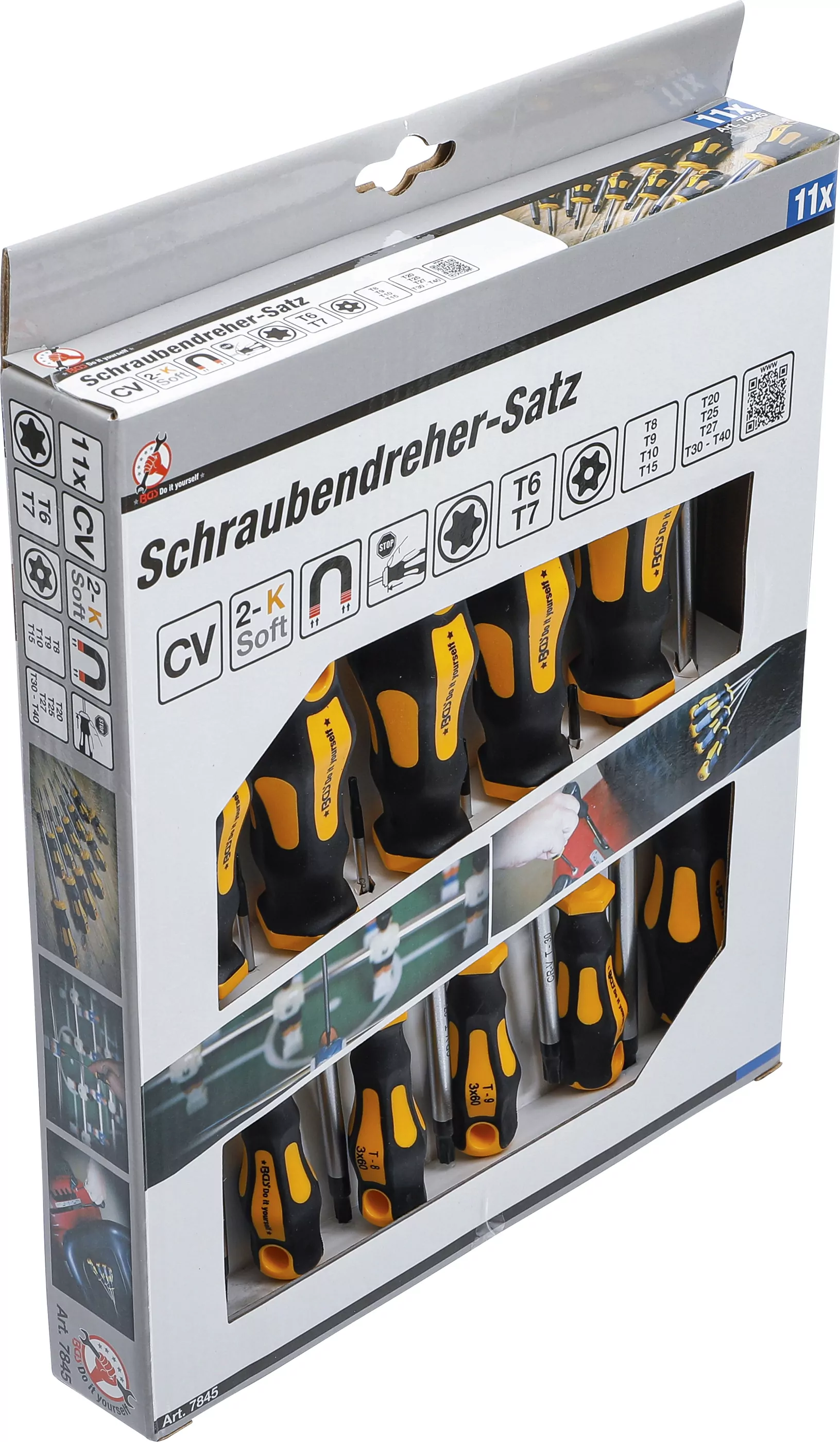 Schraubendreher-Satz | T-Profil (für Torx) mit Bohrung T6 - T40 | 11-tlg.