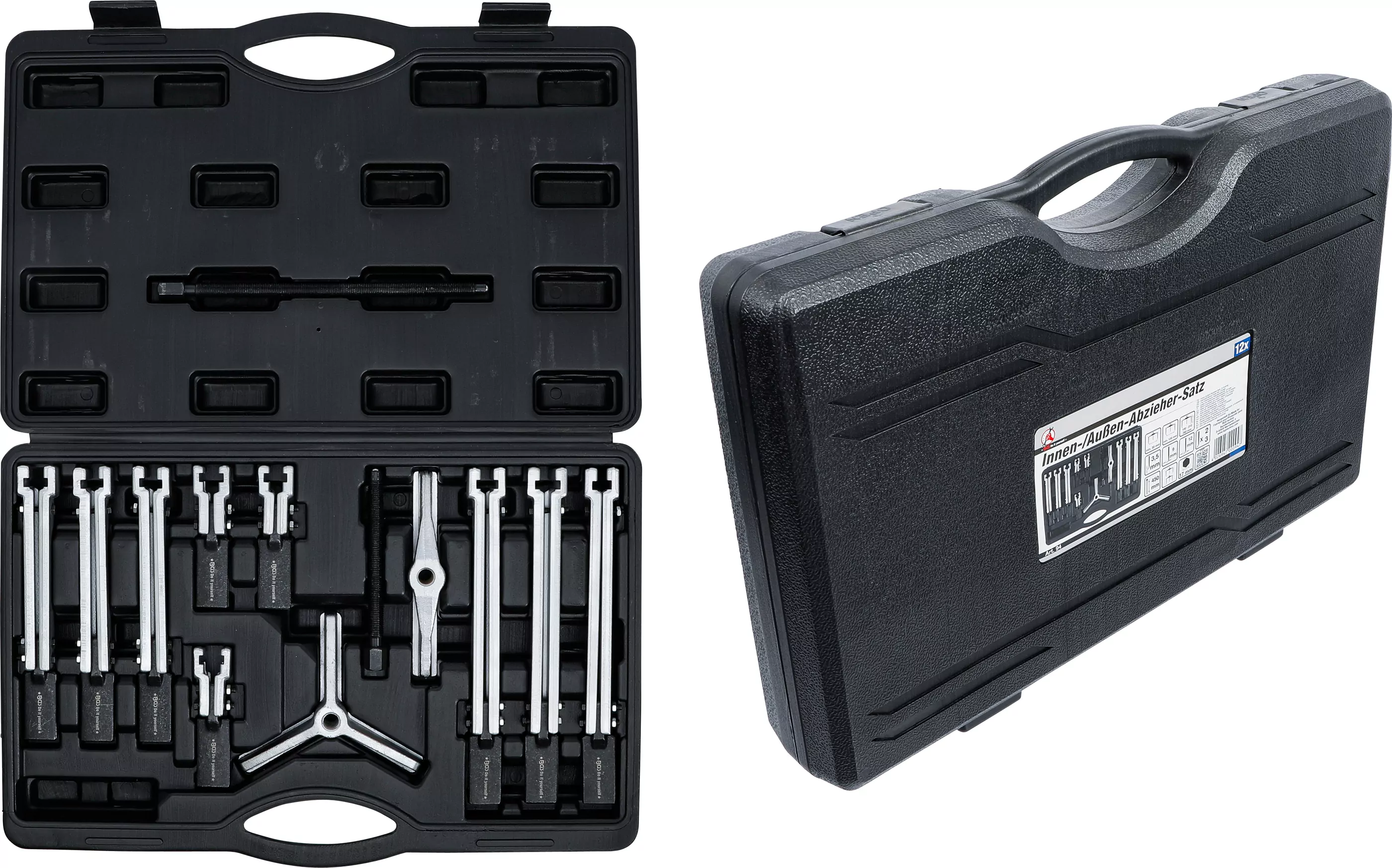 Innen-/Außen-Abzieher-Satz, 2-/3-armig | 35 - 135 mm | 12-tlg.