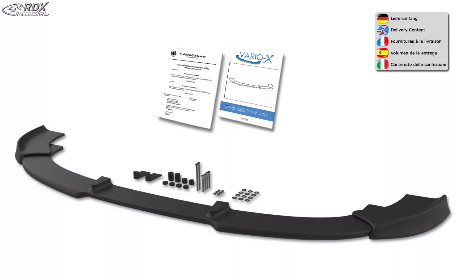 RDX Frontspoiler VARIO-X für BMW 6er E63 / E64 -2007 Frontlippe Front Ansatz Vorne Spoilerlippe