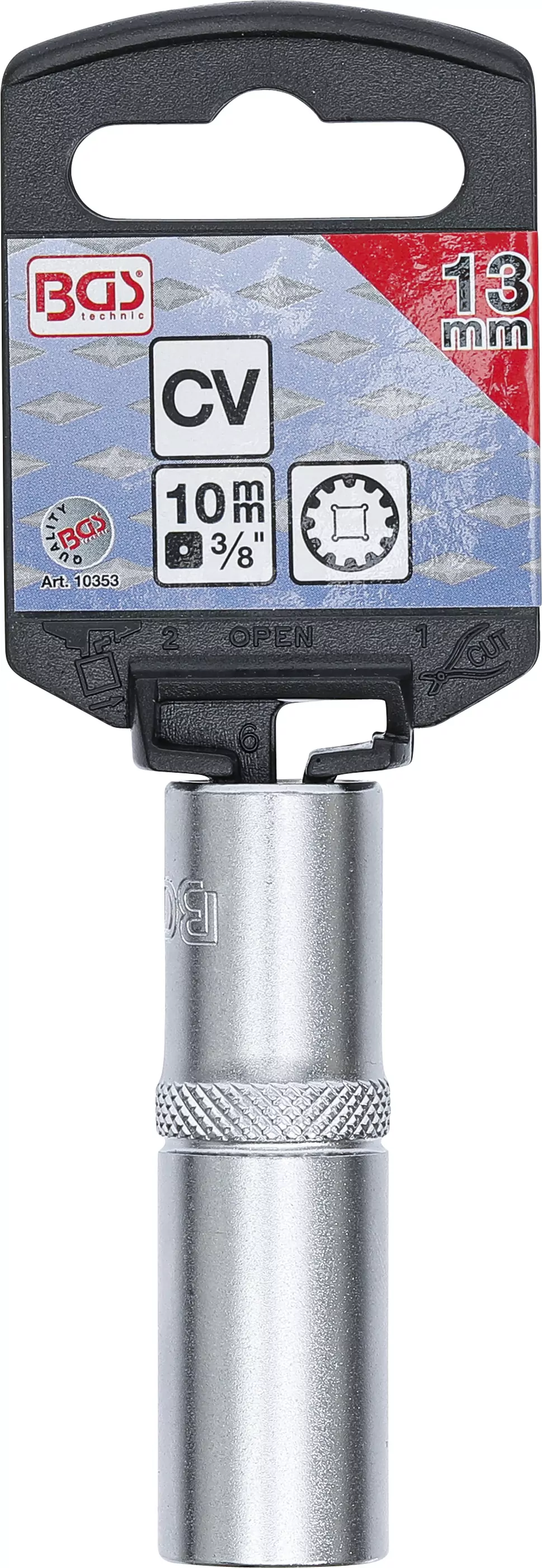 Steckschlüssel-Einsatz Gear Lock, tief | Antrieb Innenvierkant 10 mm (3/8") | SW 13 mm