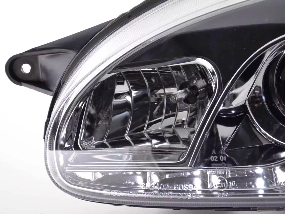 Scheinwerfer Set Daylight LED TFL-Optik Opel Corsa B Bj. 94-00 chrom