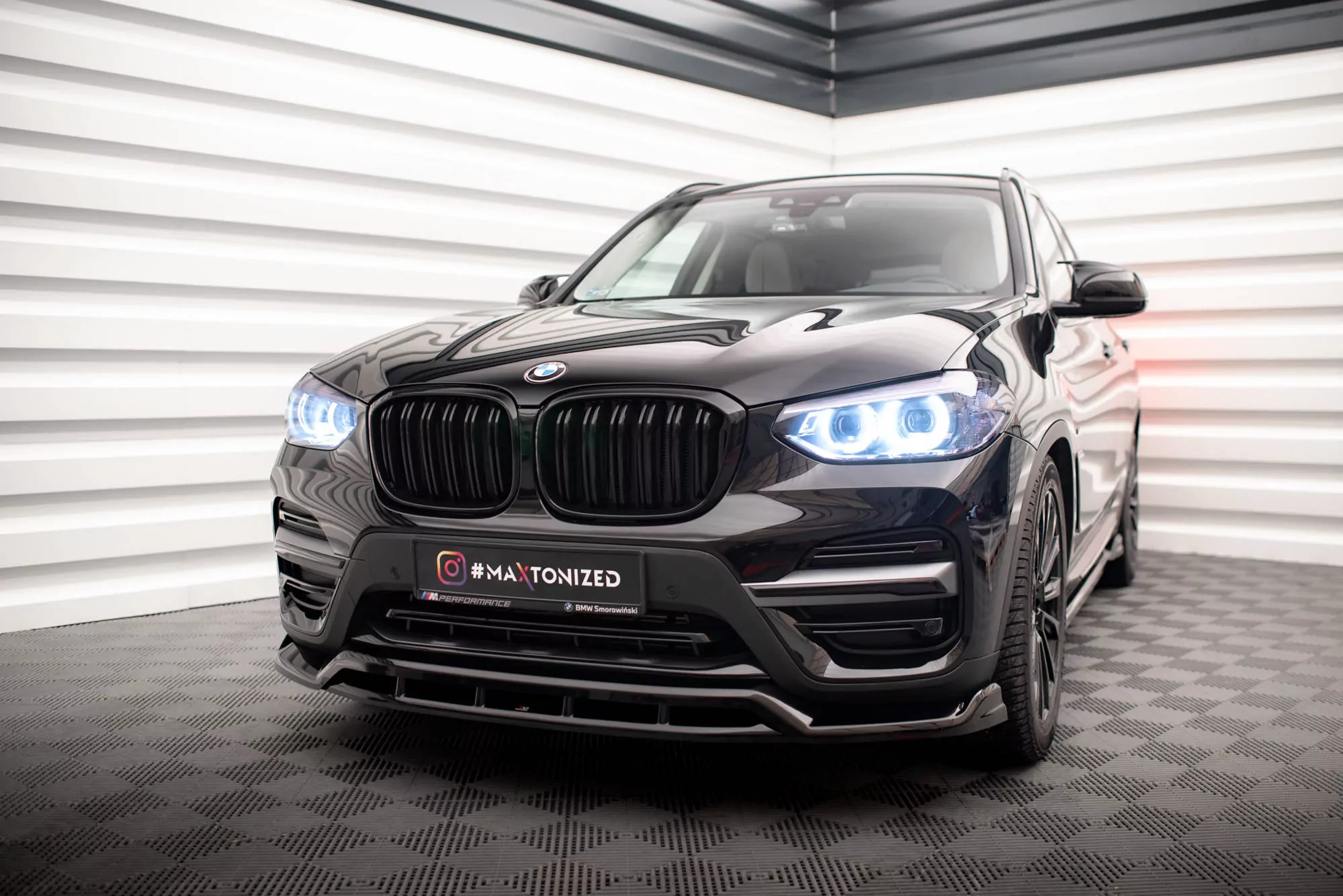 Front Ansatz Für BMW X3 G01 Schwarz Hochglanz