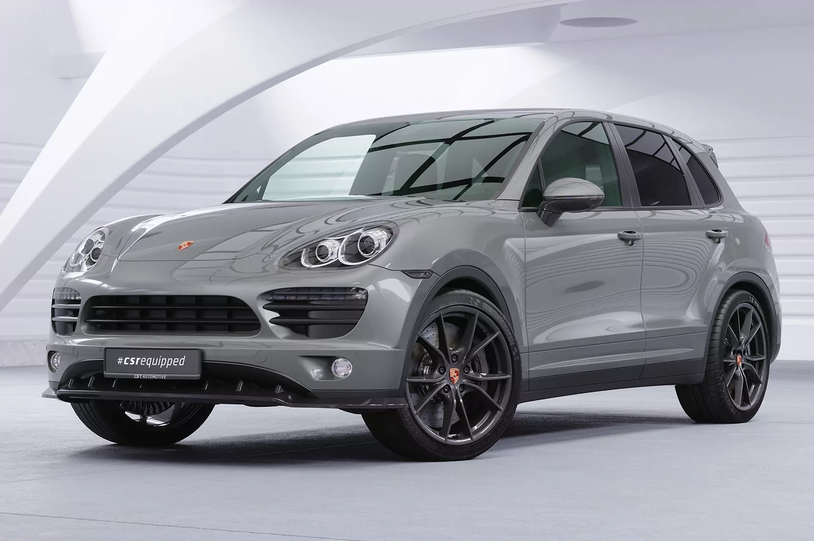 Cup-Spoilerlippe mit ABE für Porsche Cayenne Typ 92A CSL470 Schwarz Strukturiert