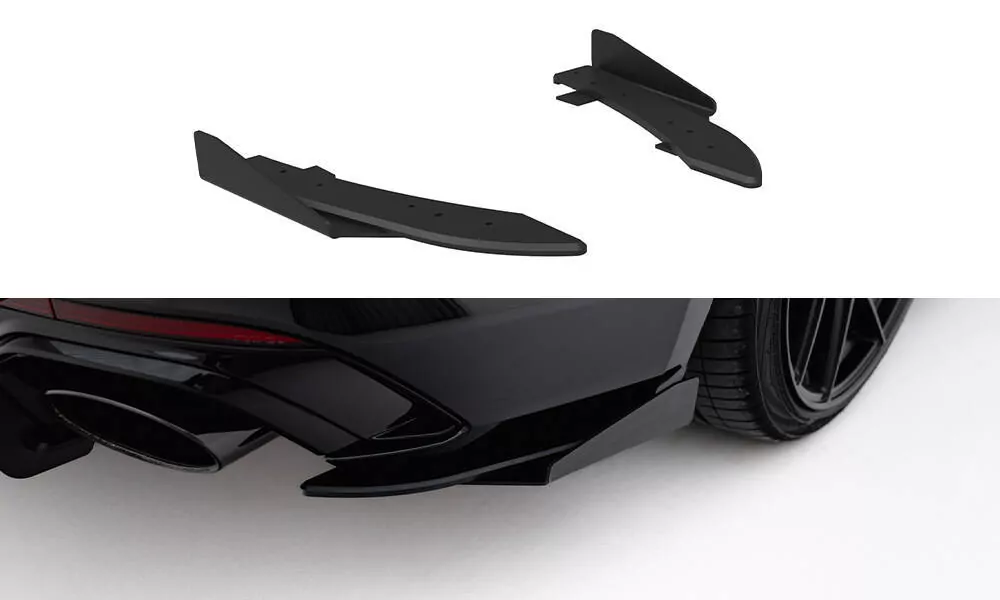 Street Pro Heck Ansatz Flaps Diffusor +Flaps Für Ford Audi RS5 Sportback F5 Schwarz Hochglanz
