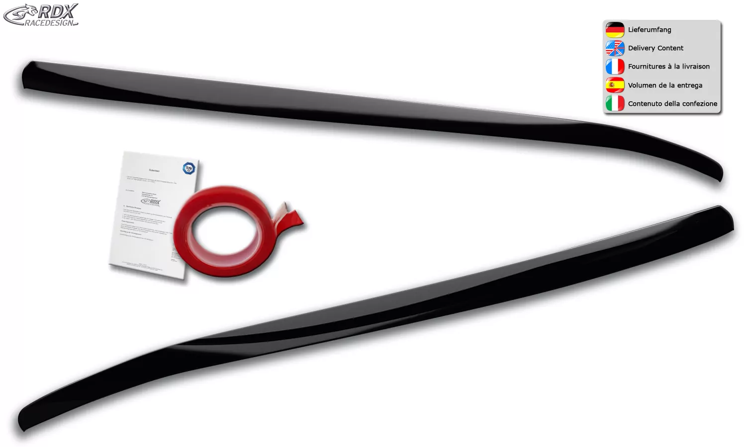 RDX Scheinwerferblenden für FORD Focus 4 DEH (2018-2022) Böser Blick SCHWARZ GLÄNZEND