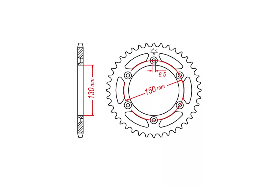 Kettenrad 49 Zähne Teilung 520 für Yamaha YZ125 Modelljahr 2022-