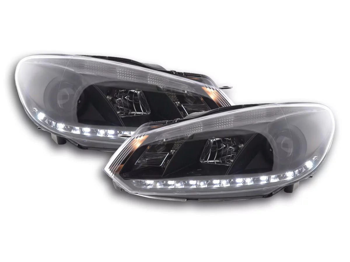 Scheinwerfer Set Daylight LED Tagfahrlicht VW Golf 6 Typ 1K Bj. 08- schwarz für Rechtslenker