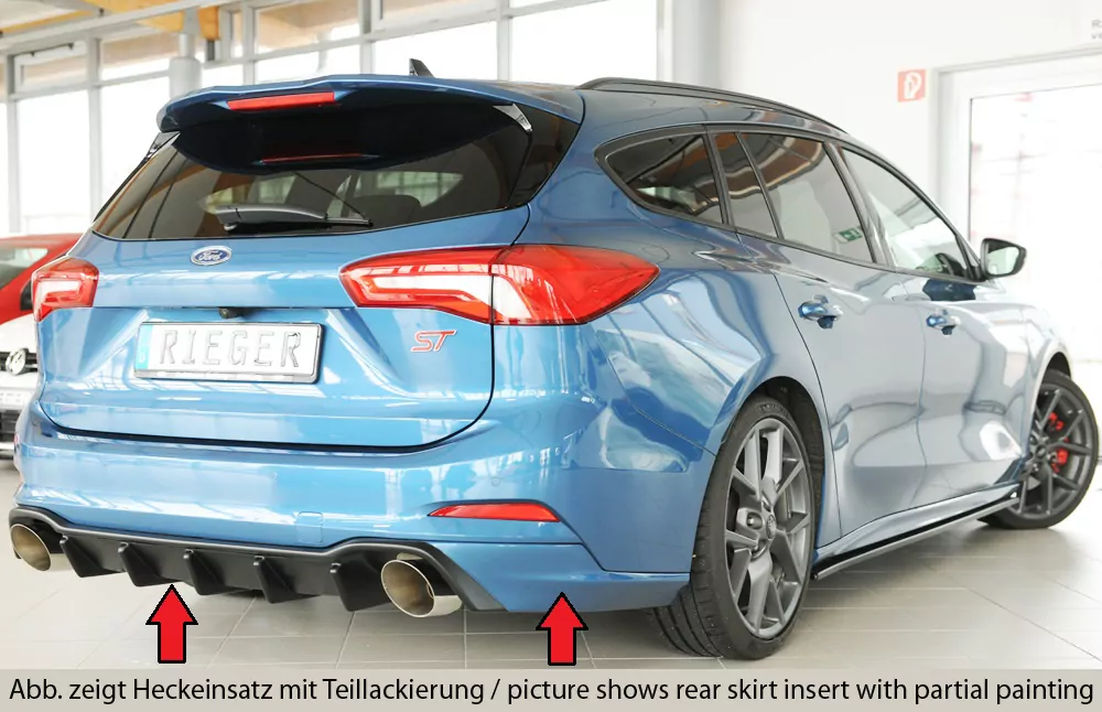 Rieger Heckeinsatz matt schwarz für Ford Focus 4 ST (DEH) 5-tür. (Turnier) 04.22- (ab Facelift)
