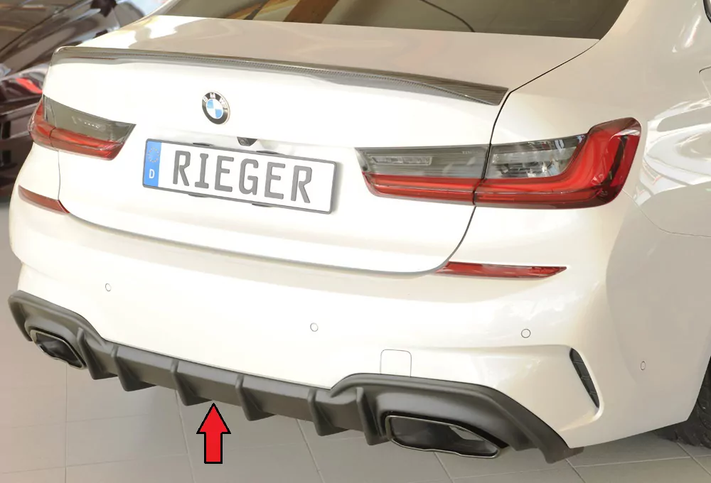 Rieger Heckeinsatz (für Fzg. mit AHK) matt schwarz für BMW 3er G21  (G3K) Touring 03.19-06.22 (bis Facelift)