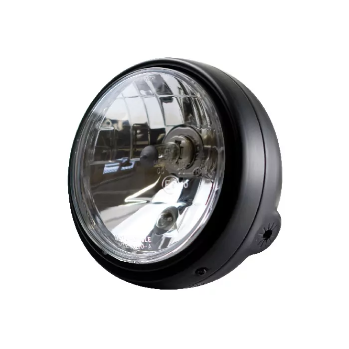 Scheinwerfer 5-3/4" Bullet, Schw/ma, Klarglas, H4 Befestigung M8 Seitlich, Glas Ø=145mm, E-geprüft
