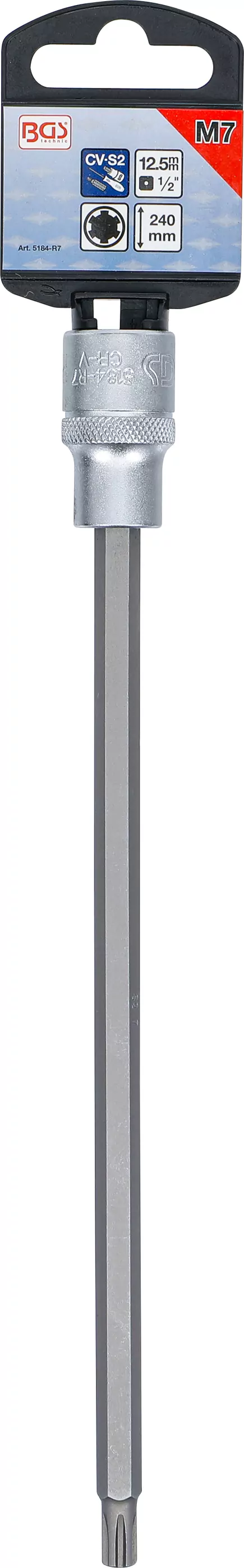 Bit-Einsatz | Länge 240 mm  | Antrieb Innenvierkant 12,5 mm (1/2") | Keil-Profil (für RIBE) M7