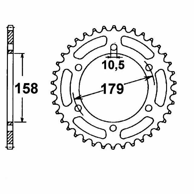 Kettenrad Stahl 45 Zähne Teilung 525