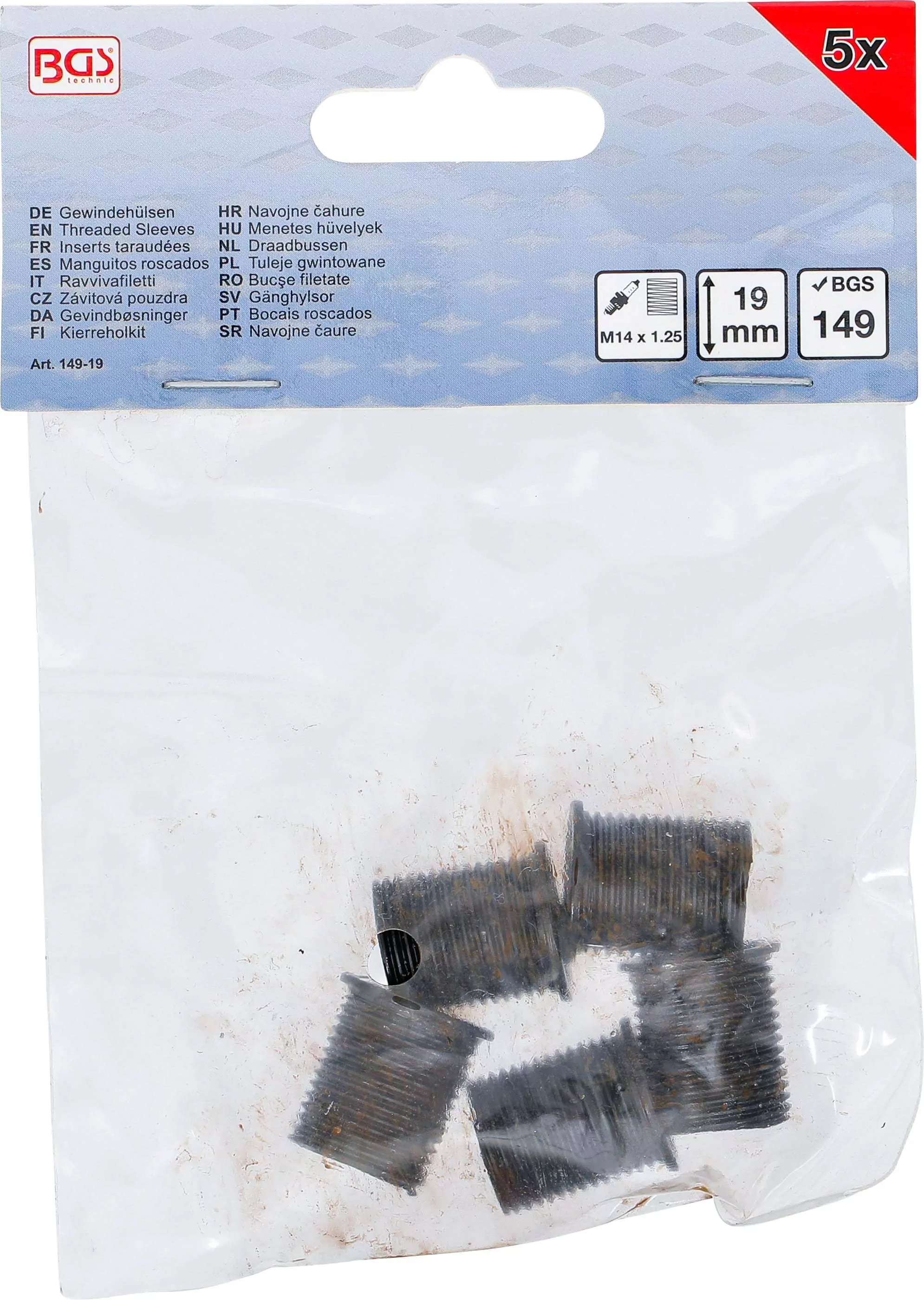 Gewindehülsen | 19 mm | M14 x 1,25 mm | 5-tlg.