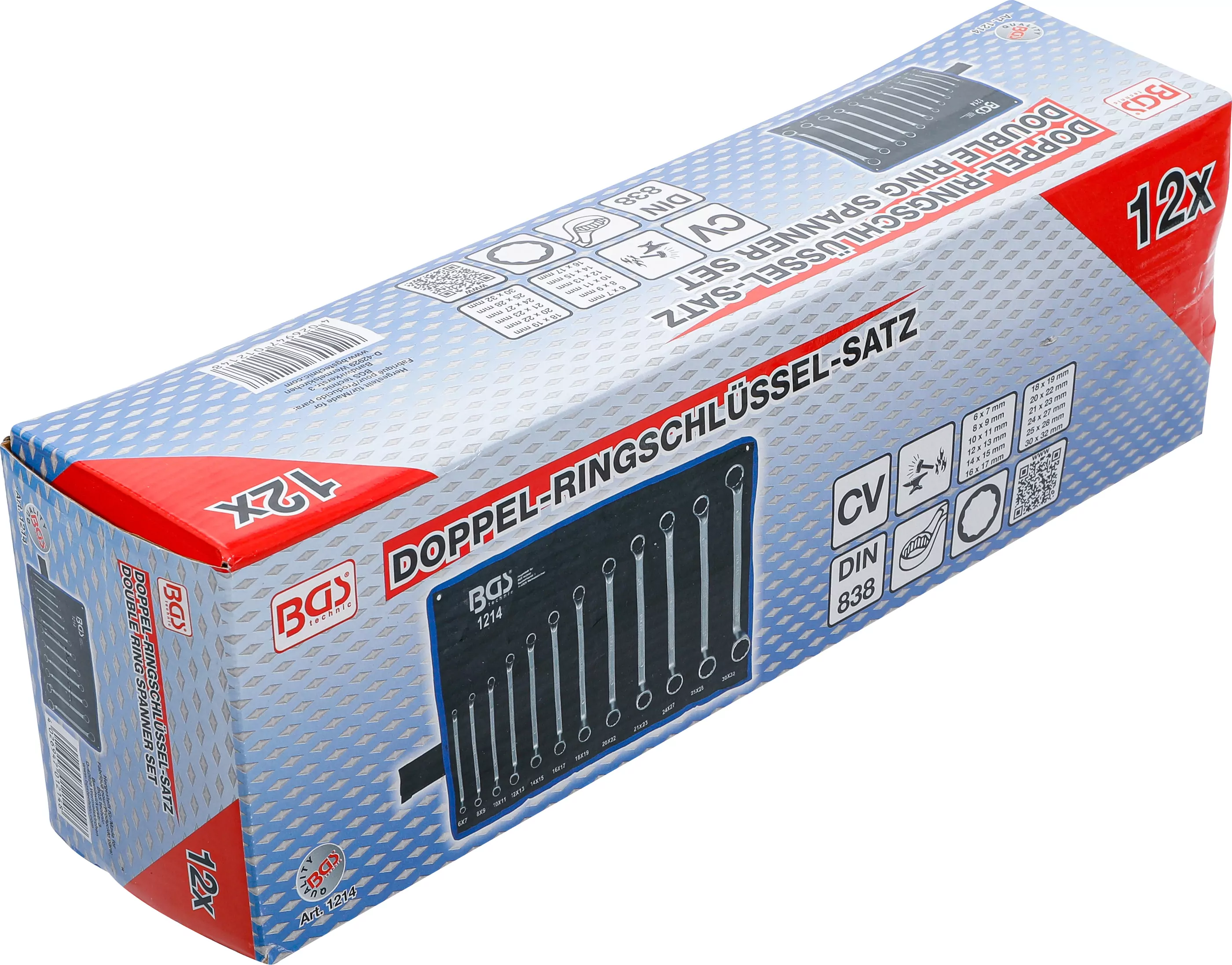 Doppel-Ringschlüssel-Satz | gekröpft | SW 6 x 7 - 30 x 32 mm | 12-tlg.