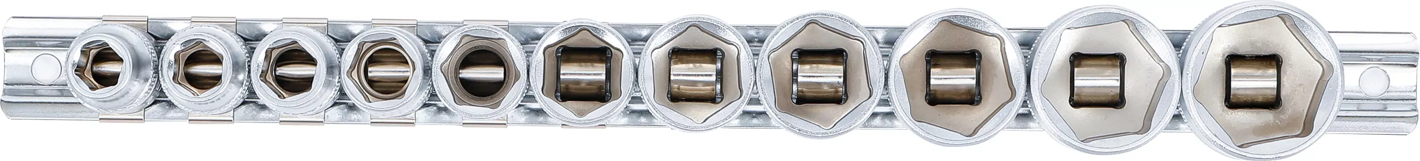 Steckschlüssel-Einsatz-Satz, Sechskant | Antrieb Innenvierkant 10 mm (3/8") | SW 5/16" - 7/8" | 11-tlg.