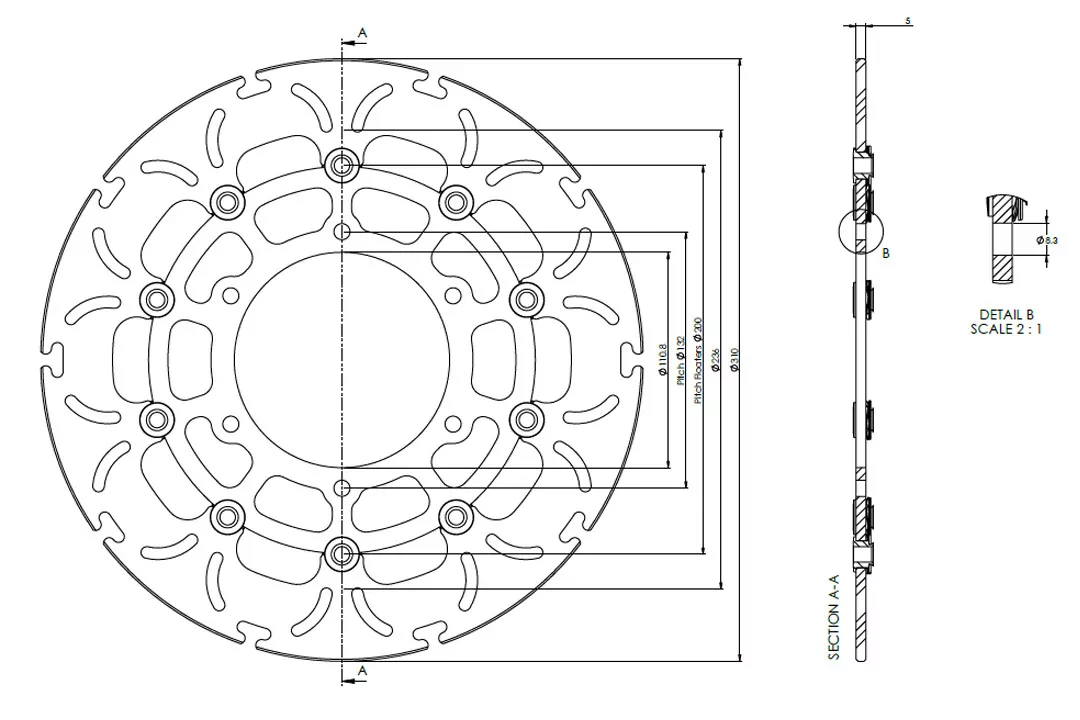 alpha Technik Bremsscheibe Omega-Design ABD33 vorne für Suzuki GSX-S 1000 /F /S