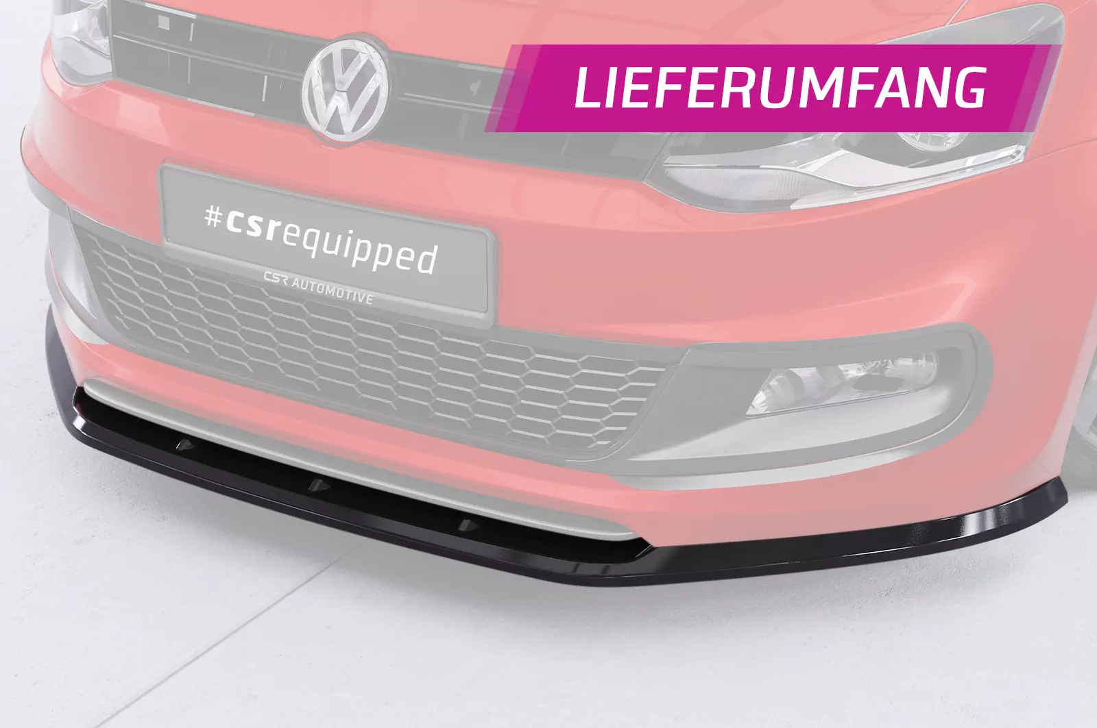 Cup-Spoilerlippe mit ABE für VW Polo V (Typ 6R, 6C) R-Line CSL400 Strukturiert (schwarz matt)