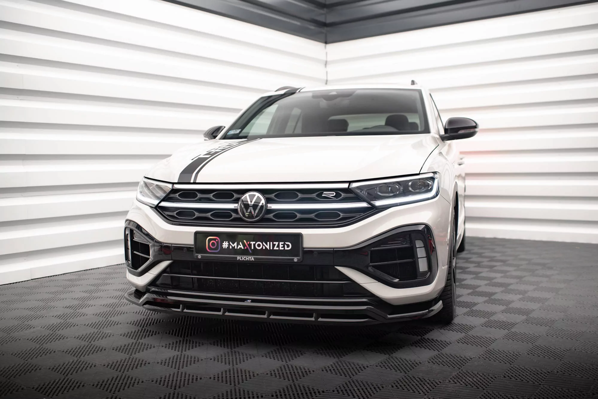 Front Ansatz V.1 Für Volkswagen T-Roc R / R-Line Mk1 Facelift Schwarz Hochglanz