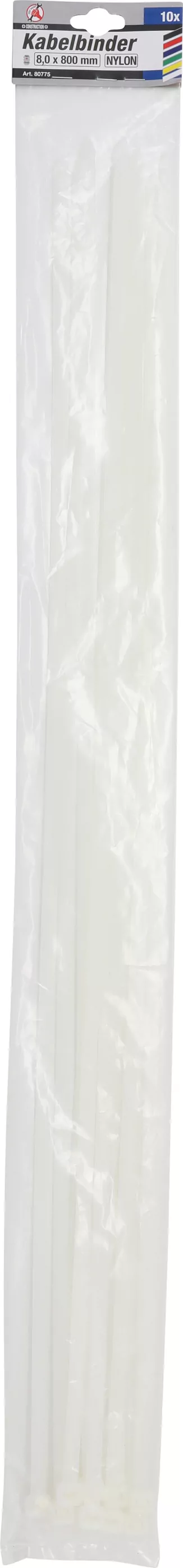 Kabelbinder-Sortiment | weiß | 8,0 x 800 mm | 10-tlg.