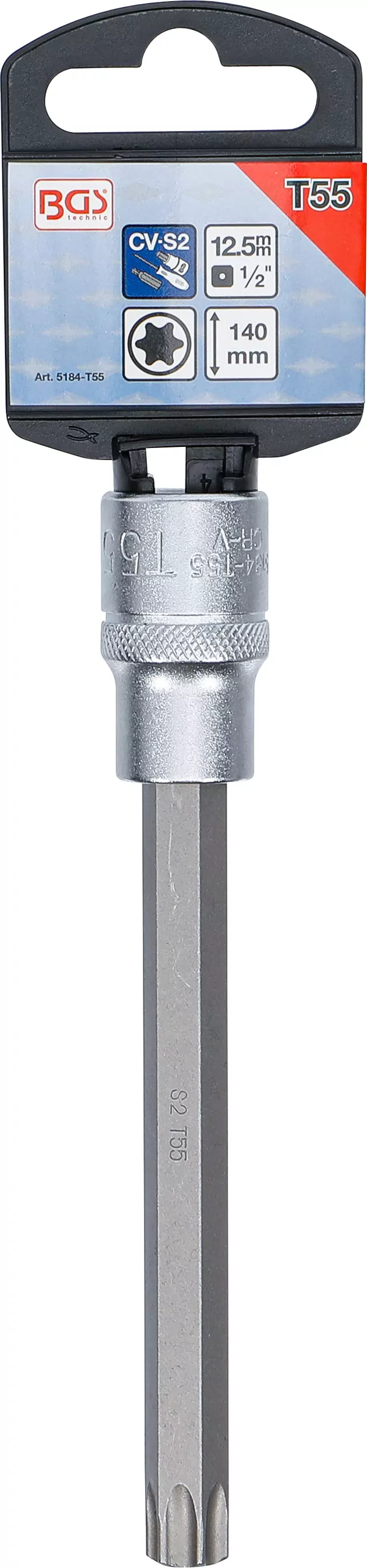 Bit-Einsatz | Länge 140 mm | Antrieb Innenvierkant 12,5 mm (1/2") | T-Profil (für Torx) T55