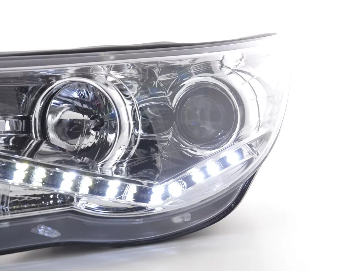 Scheinwerfer Set Daylight LED TFL-Optik VW Tiguan Bj. 07-11 chrom für Rechtslenker
