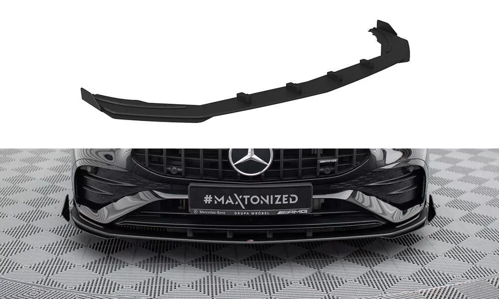 Street Pro Front Ansatz Für +Flaps Für + Flaps Mercedes-AMG A35 W177 Facelift Schwarz Hochglanz
