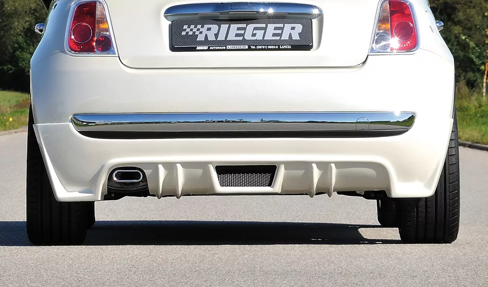 Rieger Heckschürzenansatz matt schwarz für Fiat 500 (312) 2-tür. 10.07-11.16
