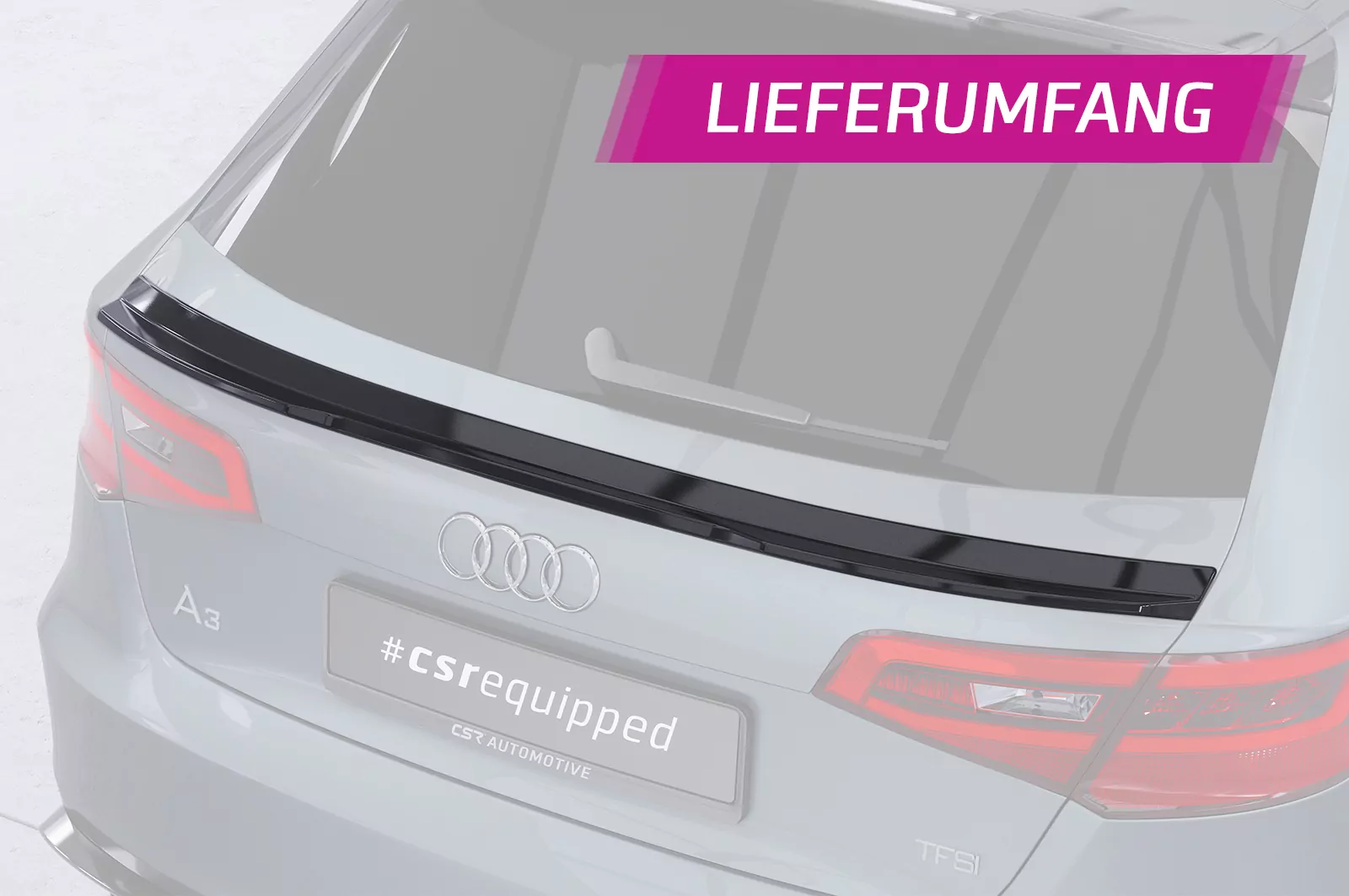 Heckflügel mit ABE für Audi A3 8V HF124 Schwarz Strukturiert