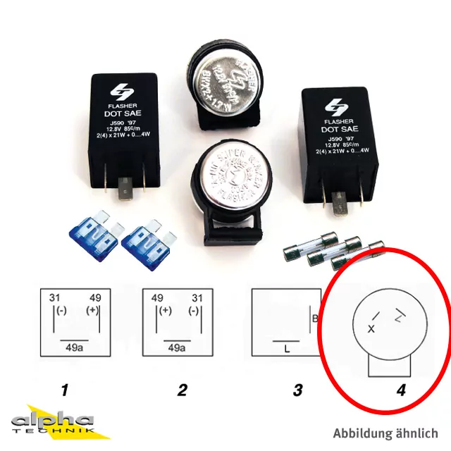Blinkrelais 12V 2 x 8W + 1 7W