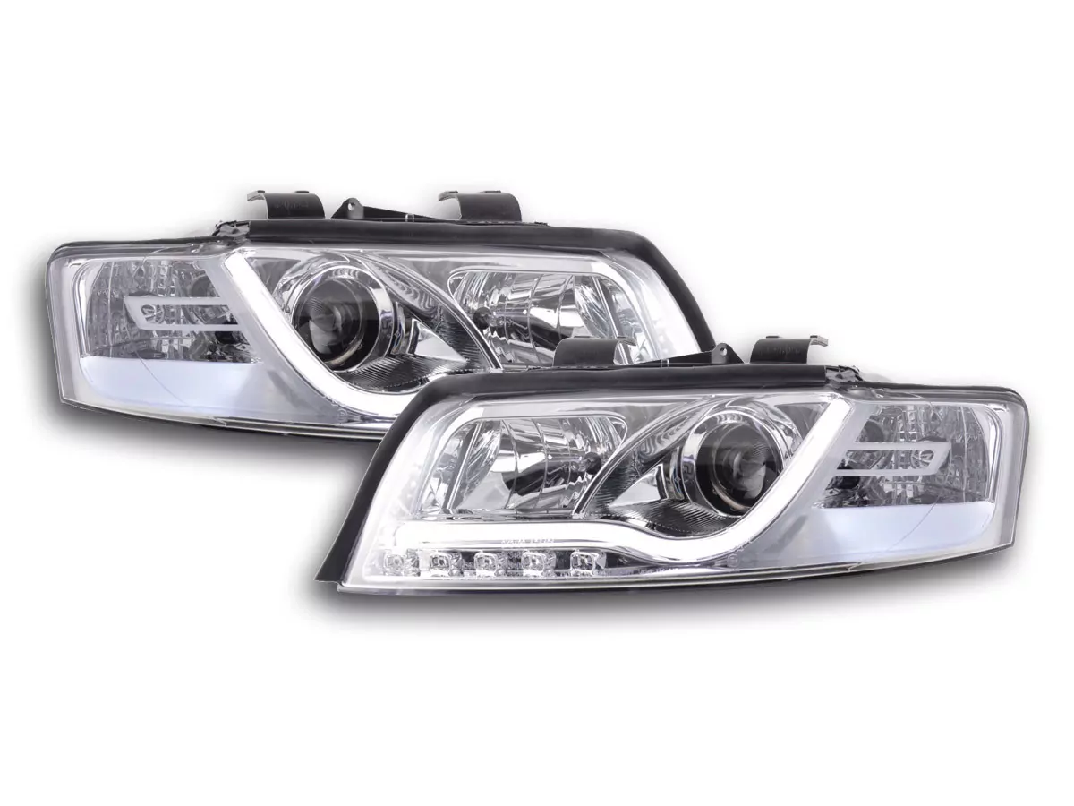 Scheinwerfer Set Daylight LED TFL-Optik Audi A4 Typ 8E Bj. 01-04 chrom für Rechtslenker