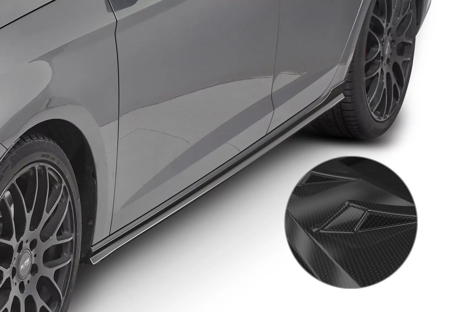 Seitenschweller für Seat Leon 3 (5F) ST / 5-Türer SS468-C Carbon Look Hochglanz