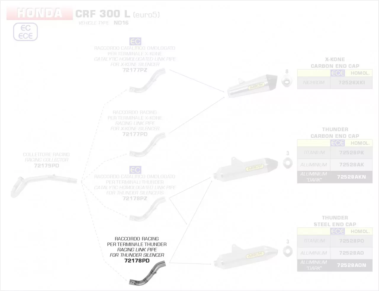 72178PD-Arrow Verbindungsrohr Für Thunder Schalldämpfer Honda CRF 300 L 2021-