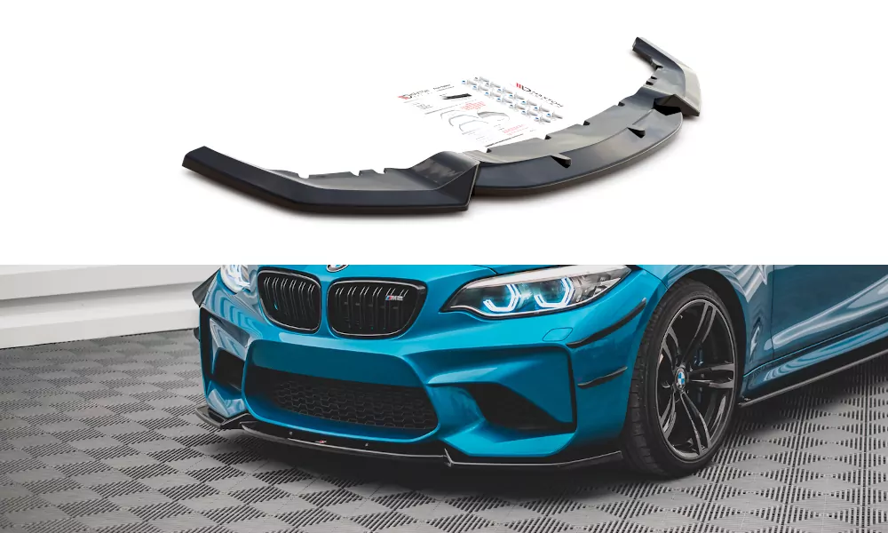 Front Ansatz V.2 Für BMW M2 F87 Schwarz Hochglanz