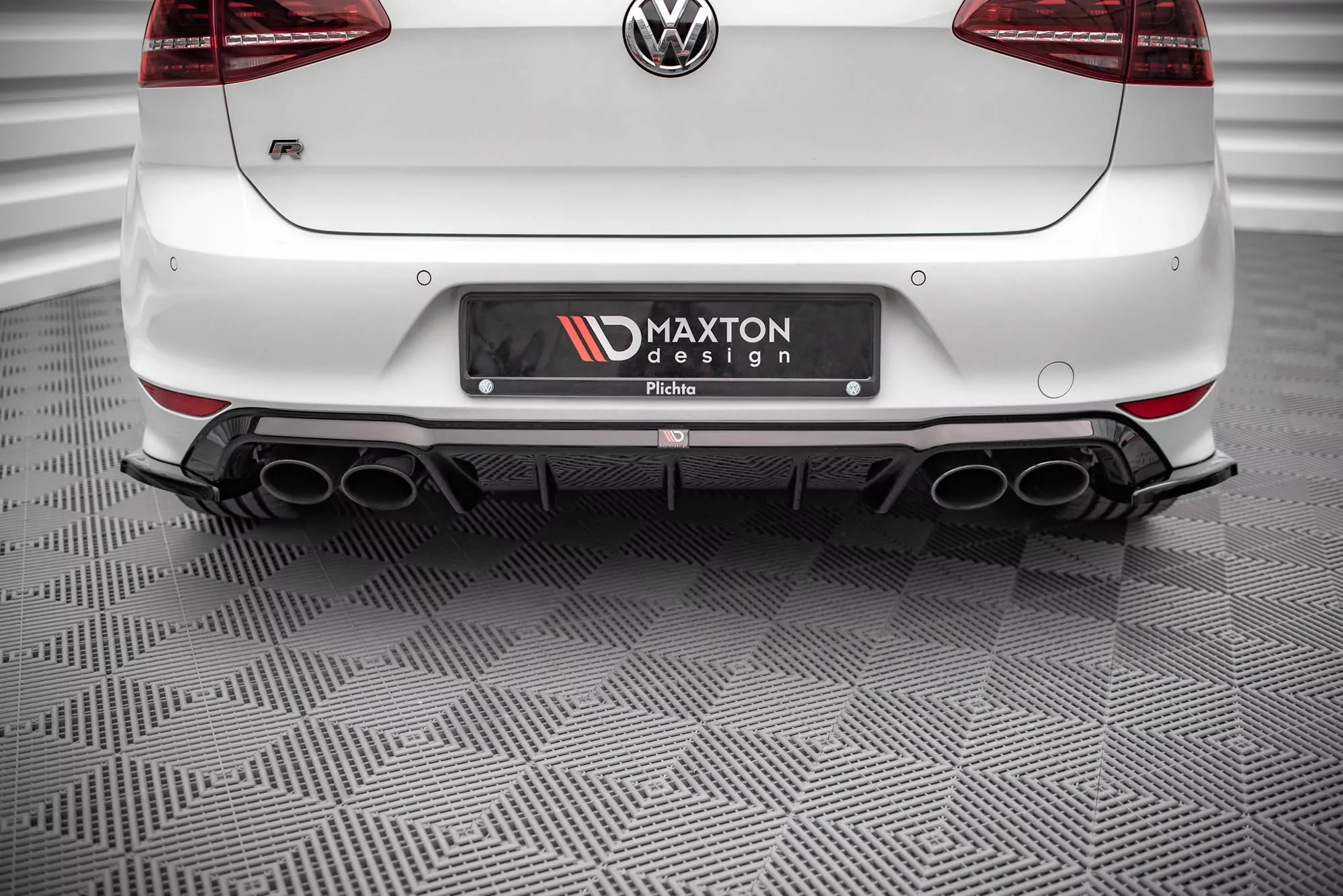 Heck Ansatz Flaps Diffusor V.4 Für Volkswagen Golf R Mk7 Schwarz Hochglanz