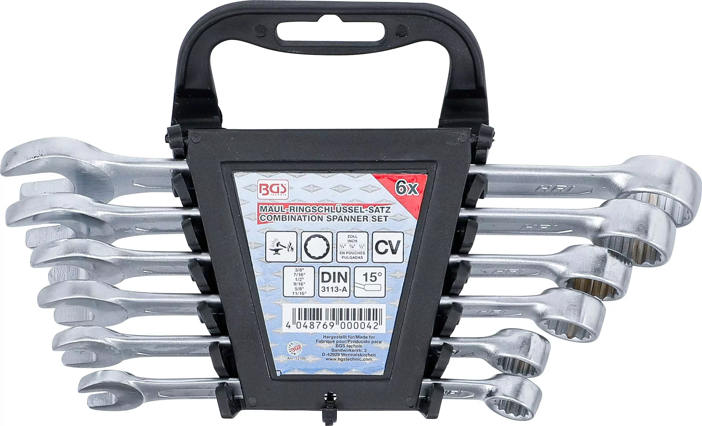 Maul-Ringschlüssel-Satz | Zollgrößen | SW 3/8" - 11/16" | 6-tlg.