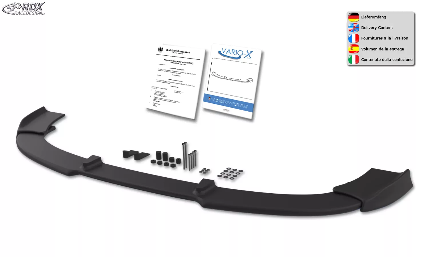 RDX Frontspoiler VARIO-X für RENAULT Megane 3 Limousine / Grandtour (-2012) Frontlippe Front Ansatz Vorne Spoilerlippe