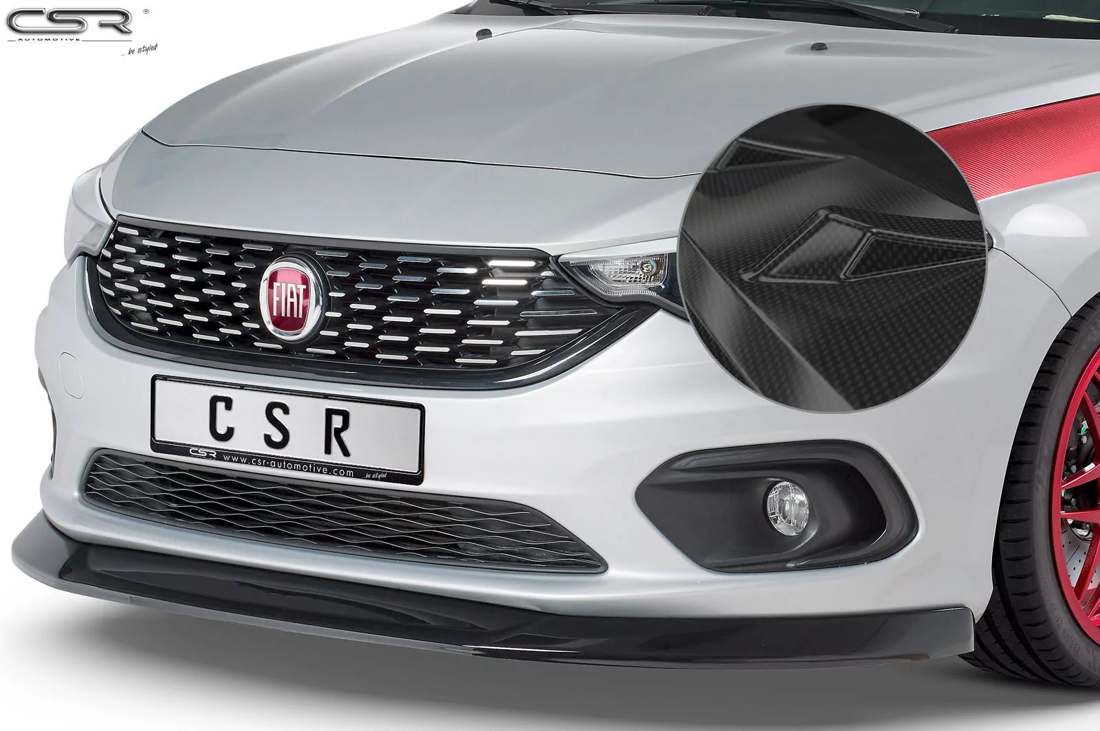 Cup-Spoilerlippe mit ABE für Fiat Tipo (Typ 356) CSL344-C Carbon Look Hochglanz