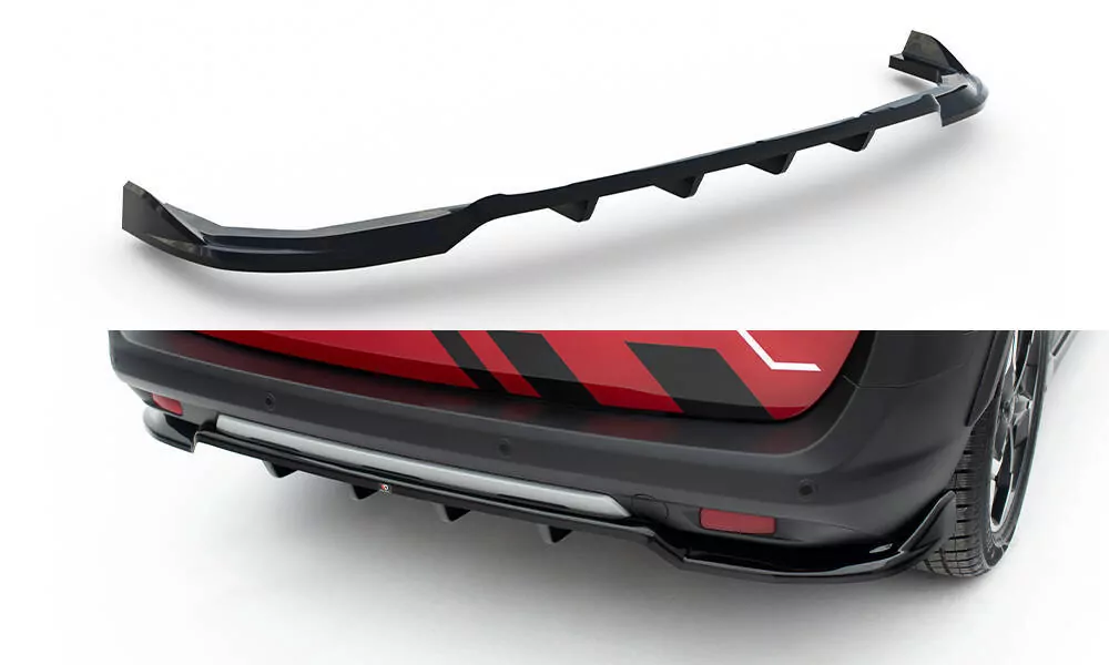 Hinten Splitter (mit Einem Vertikalem Balken) Ford Tourneo Courier Mk2 Schwarz Hochglanz